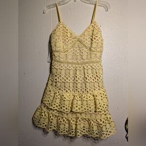 Lulu's Yellow Ruffled Tiered Mini Dress Size Small